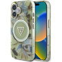 Guess Etui IML Glitter Magnolia i logo trójkąta z MagSafe na iPhone'a 16 - zielone