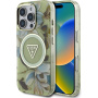 Guess Etui IML Glitter Magnolia i logo trójkąta z MagSafe do iPhone'a 16 Pro - zielone