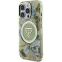 Guess Etui IML Glitter Magnolia i logo trójkąta z MagSafe do iPhone'a 16 Pro - zielone