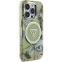 Guess Etui IML Glitter Magnolia i logo trójkąta z MagSafe do iPhone'a 16 Pro - zielone