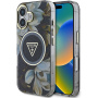 Guess Etui IML Glitter Magnolia i logo trójkąta z MagSafe do iPhone'a 16 - czarne