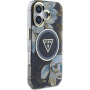 Guess Etui IML Glitter Magnolia i logo trójkąta z MagSafe do iPhone'a 16 - czarne