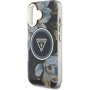 Guess Etui IML Glitter Magnolia i logo trójkąta z MagSafe do iPhone'a 16 - czarne