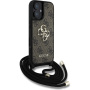 Guess 4G Metalowe etui z logo na ramię ze smyczą do iPhone'a 16 - Brązowe