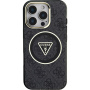 Guess Etui IML 4G z brokatem i trójkątnym logo z MagSafe do iPhone'a 16 Pro - szare
