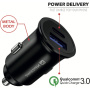 Ładowarka samochodowa Swissten CL z portami USB-C / USB-A - 36W - czarna