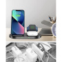 Swissten 2w1 bezprzewodowa podstawka ładująca do iPhone / AirPods z miejscem na ładowarkę do Apple Watch - 15W - czarny