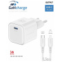 Swissten GaN zestaw adaptera z portem USB-C i kabla USB-C na Lightning - 20W - 1,2 m - biały