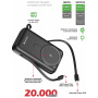 Swissten bezprzewodowy powerbank MagSafe z wbudowanymi kablami USB-C i Lightning oraz portem USB-A - 20 000 mAh - czarny
