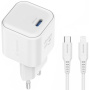 Swissten GaN zestaw adaptera z portem USB-C i kabla USB-C na Lightning - 20W - 1,2 m - biały