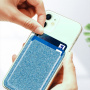 Błyszcząca kieszeń do przyklejenia na karty z tyłu telefonu do iPhone - niebieska