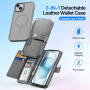 DUX DUCIS Etui Lawa 2w1 z odpinaną klapką i MagSafe oraz portfelem do iPhone'a 15 Plus - Szare