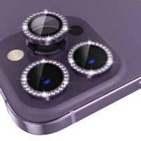 NORTHJO szkło z kryształkami do ochrony tylnych obiektywów aparatu do iPhone'a 14 Pro / 14 Pro Max - fioletowy