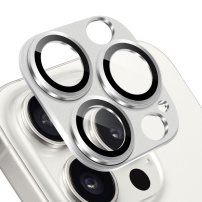 NORTHJO szkło hartowane z metalową ramką chroniące obiektywy aparatów do iPhone'a 15 Pro / 15 Pro Max - srebrny