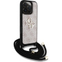 Guess 4G Metalowe etui z logo na ramię ze smyczą do iPhone'a 16 Pro Max - różowe