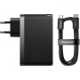 Baseus GaN5 Pro Zestaw szybkiej ładowarki z portami 2x USB-C / USB-A i kablem USB-C do USB-C - 140W - 1 m - czarny