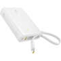 Powerbank Baseus PicoGo z wbudowanym kablem USB-C i portami USB-C / USB-A - 10 000 mAh - biała