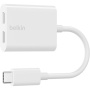 BELKIN RockStar adapter audio i ładowania - 2x USB-C do USB-C - biały