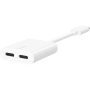 BELKIN RockStar adapter audio i ładowania - 2x USB-C do USB-C - biały