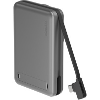 ENERGEA MagPac Pro+ bezprzewodowy MagSafe powerbank z wbudowanym kablem USB-C i portem USB-C - 10 000 mAh - szary