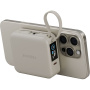 ENERGEA MagPac Mini Plus bezprzewodowy MagSafe powerbank z 2x zintegrowanym kablem USB-C i portem USB-C - 10 000 mAh - beżowy