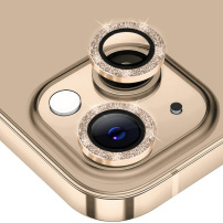 ENKAY szkło z ramkami z brokatem chroniące tylne obiektywy aparatu do iPhone'a 14 / 14 Plus - złote