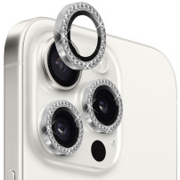 NORTHJO szkło hartowane z kryształkami do ochrony tylnych obiektywów aparatu do iPhone'a 15 Pro / 15 Pro Max - srebrny