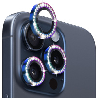 NORTHJO szkło hartowane z kryształkami do ochrony tylnych obiektywów aparatu do iPhone'a 15 Pro / 15 Pro Max - tęczowe