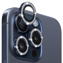 NORTHJO szkło hartowane z kryształkami do ochrony tylnych obiektywów aparatu do iPhone'a 15 Pro / 15 Pro Max - niebieski