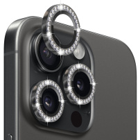 NORTHJO szkło hartowane z kryształkami do ochrony tylnych obiektywów aparatu do iPhone'a 15 Pro / 15 Pro Max - czarny