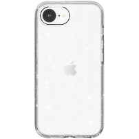 Przezroczyste etui z brokatem do iPhone 16e / 17e - srebrne