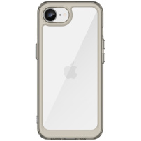 Błyszczące przezroczyste etui z kolorową ramką do iPhone 16e / 17e - szare