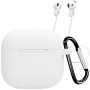 Silikonowe etui z karabińczykiem i smyczą zapobiegającą zgubieniu do AirPods 4 / 5 - białe