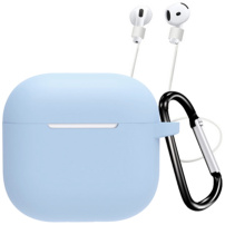 Silikonowe etui z karabińczykem i smyczą zapobiegającą zgubieniu do AirPods 4 / 5 - niebieskie