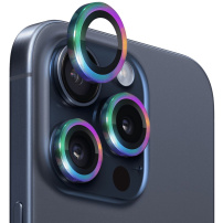NORTHJO szkło z metalową ramką chroniące tylne obiektywy aparatu do iPhone'a 15 Pro / 15 Pro Max - tęczowe