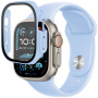 Pasek silikonowy z obudową ze szkła hartowanego do zegarka Apple Ultra 49 mm - jasnoniebieski