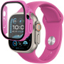 Pasek silikonowy z obudową ze szkła hartowanego do zegarka Apple Ultra 49 mm - fuksja