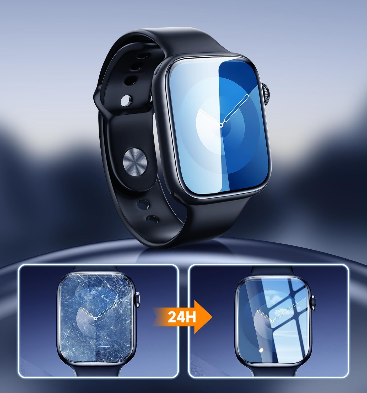 Folia ochronna z aplikatorem do łatwego nakładania na zegarek Apple Ultra 49mm - 2 szt.