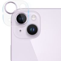 Szkło hartowane z metalowymi ramkami chroniącymi obiektywy aparatów do iPhone 14 / 14 Plus - fioletowy