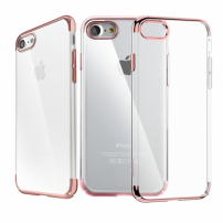 Baseus luksusowe lśniące etui przezroczyste dla Apple iPhone SE (2020/2022) / 8 / 7 - różowo-złote
