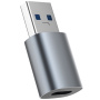 Adapter do ładowania i transmisji danych USB-A / USB-C female - srebrny