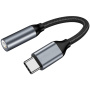 Pleciony adapter USB-C męski / jack 3,5 mm żeński do iPhone'a / iPada / MacBooka - srebrny