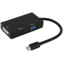 Redukcja / adapter 3w1 Mini DisplayPort (Thunderbolt) na HDMI / VGA / DVI dla MacBook - czarna