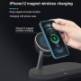 T268 Magnetyczna bezprzewodowa podstawka 3w1 z lampką do iPhone / Apple Watch / AirPods - 15W - czarny