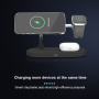 T268 Magnetyczna bezprzewodowa podstawka 3w1 z lampką do iPhone / Apple Watch / AirPods - 15W - czarny
