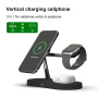 T268 Magnetyczna bezprzewodowa podstawka 3w1 z lampką do iPhone / Apple Watch / AirPods - 15W - czarny