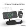 T268 Magnetyczna bezprzewodowa podstawka 3w1 z lampką do iPhone / Apple Watch / AirPods - 15W - czarny