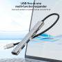 Hub OTG-019X 5w1 - złącze 3,5 mm / 2x USB-C / 2x USB-A na USB-C - srebrny