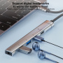 Hub OTG-019X 5w1 - złącze 3,5 mm / 2x USB-C / 2x USB-A na USB-C - srebrny