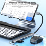 Hub OTG-019X 5w1 - złącze 3,5 mm / 2x USB-C / 2x USB-A na USB-C - srebrny